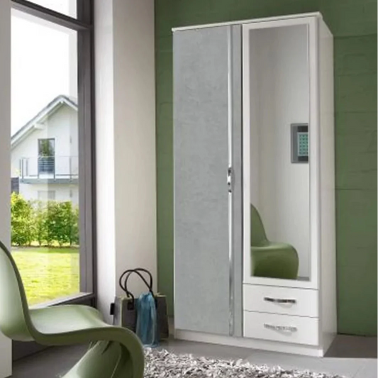 DAYTON 2 Door Wardrobe White and Grey 90cm