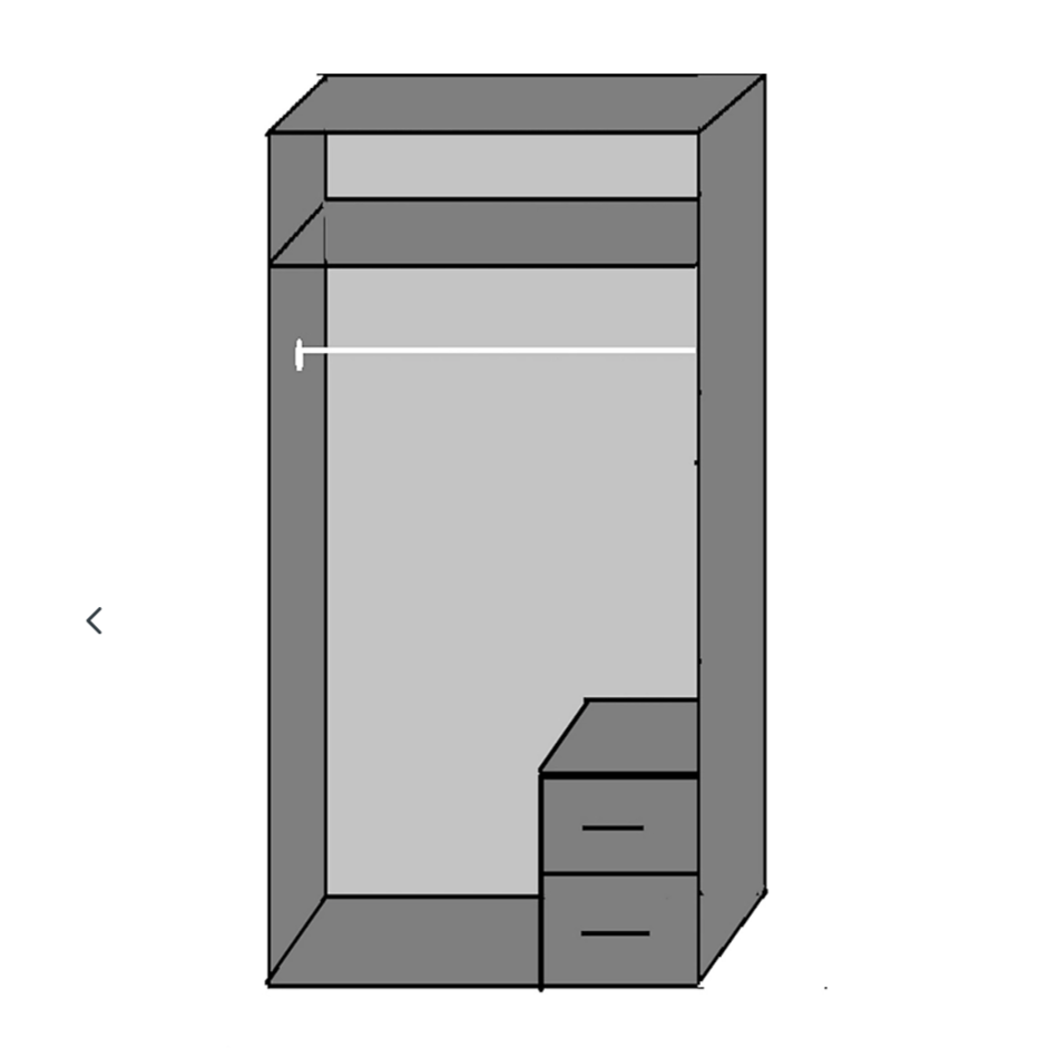 DAYTON 2 Door Wardrobe White and Grey 90cm