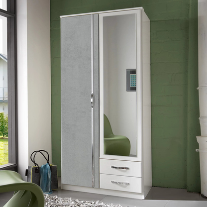 DAYTON 2 Door Wardrobe White and Grey 90cm