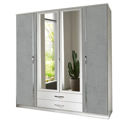 DAYTON 4 Door Wardrobe White and Grey 180cm