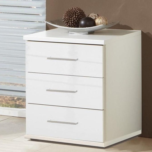 Clappen 3 Drawer Gloss Bedside Chest - White