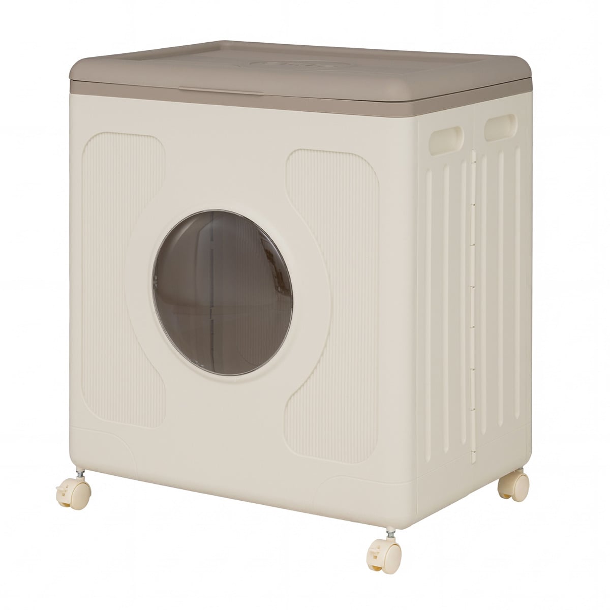 Clothes Storage Box with Lid and Wheels for Bedding Organization-Gray &amp; White