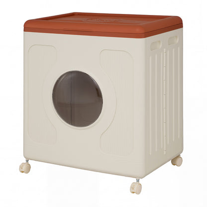 Clothes Storage Box with Lid and Wheels for Bedding Organization-Rustic Brown
