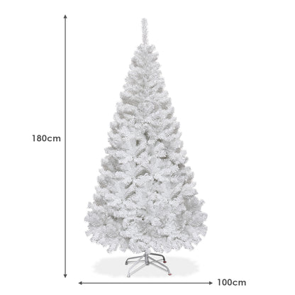 5/6/7/8 Feet White Artificial Christmas Tree with Metal Stand-6 ft