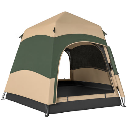 Outsunny Double Layer Instant Pop Up Tent with Rainfly, Portable Camping Shelter with Sewn-in Groundsheet and Carry Bag, Khaki