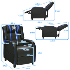 Recliner gaming chair with lumbar cushion