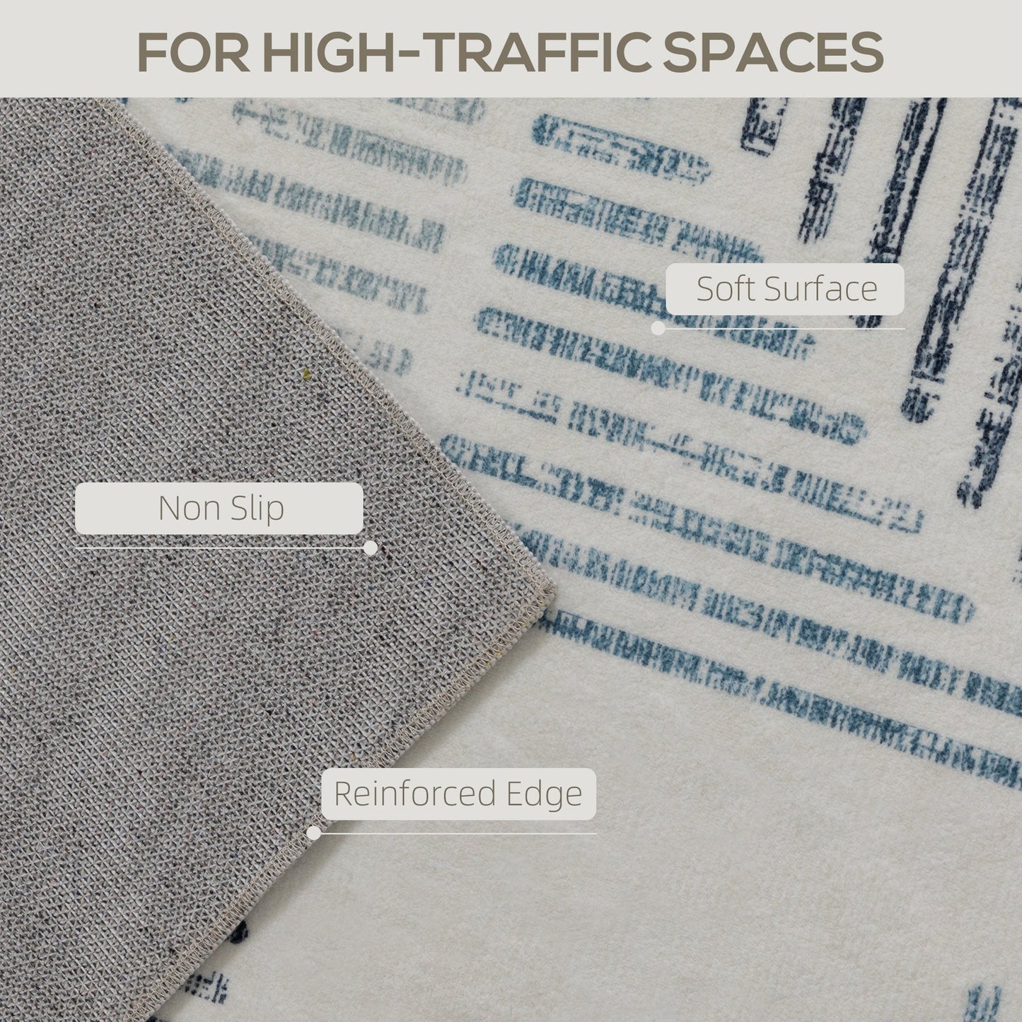 HOMCOM Modern Area Rug, Geometric Pattern Non-Slip Washable Rug, Soft Floor Carpet for Living Room, Bedroom, Dining Room, Home Office, 170 x 120 cm, Multi-Coloured