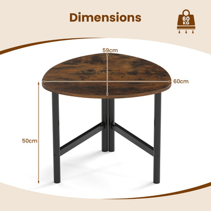 Coffee Table Triangle Center Table with Metal Legs Industrial Accent Sofa Table-Rustic Brown