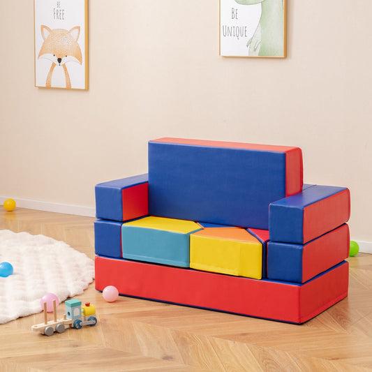 4-In-1 Multi-functional Combination Sofa Set with Durable PU Surface for Kids-Multicolour