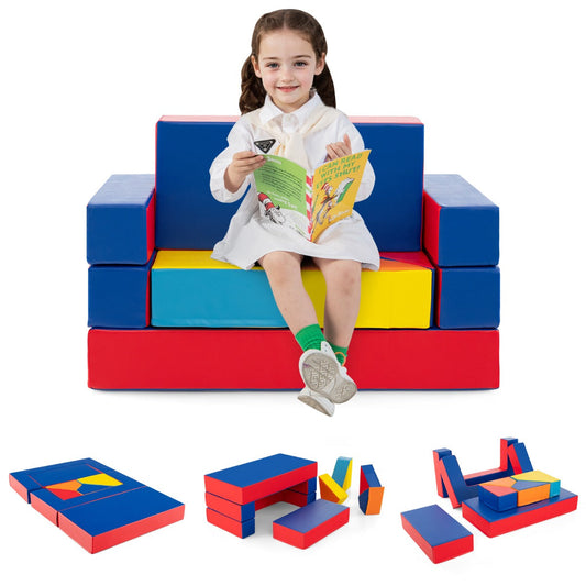 4-In-1 Multi-functional Combination Sofa Set with Durable PU Surface for Kids-Multicolour