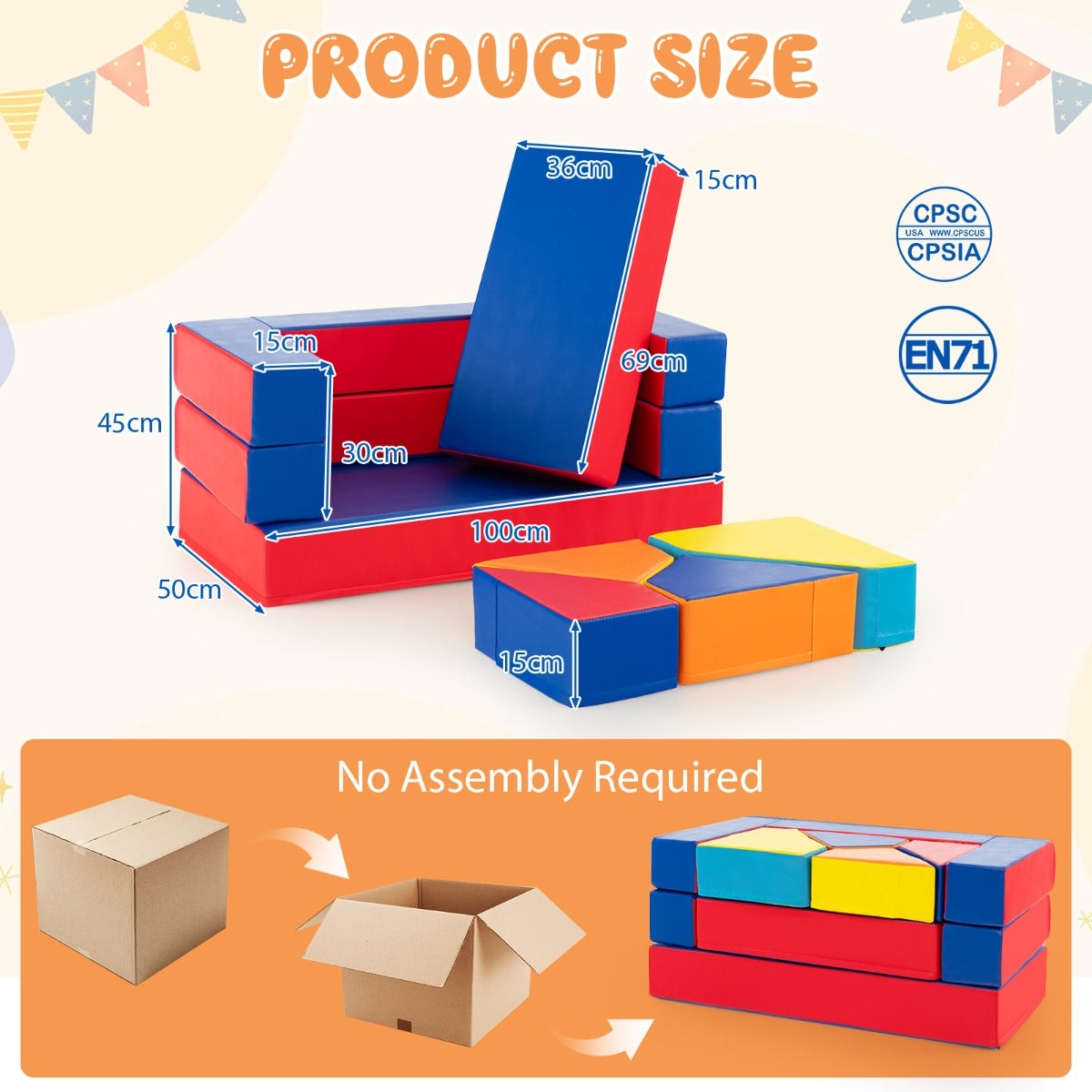 4-In-1 Multi-functional Combination Sofa Set with Durable PU Surface for Kids-Multicolour
