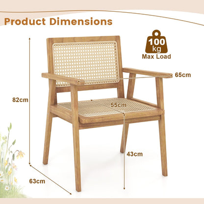 Comfortable Wood Dining Chair with Curved Backrest for Backyard Porch Balcony