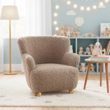 Comfy Toddler Armchair with Solid Rubber Wood Legs-Brown
