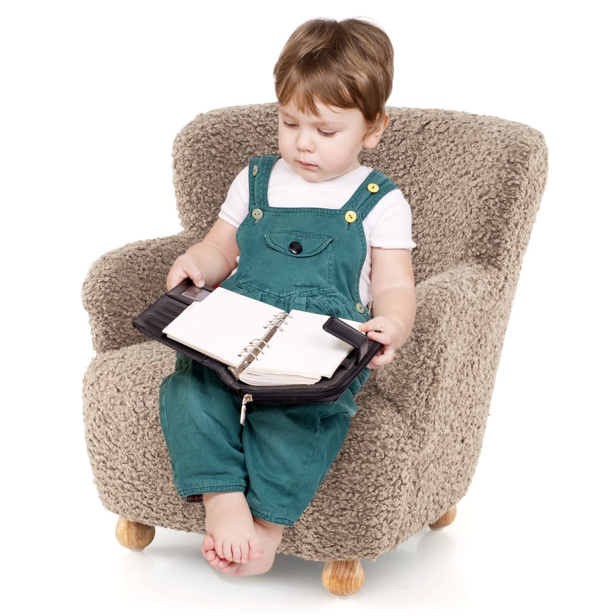 Comfy Toddler Armchair with Solid Rubber Wood Legs-Brown