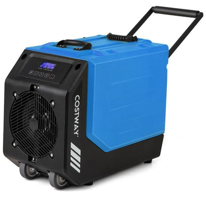 90L/Day Commercial Dehumidifier with Pump and 2 Wheels-Blue