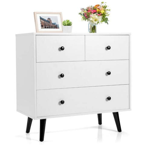 4-Drawer Dresser Modern Storage Chest Cabinet with Handles-White