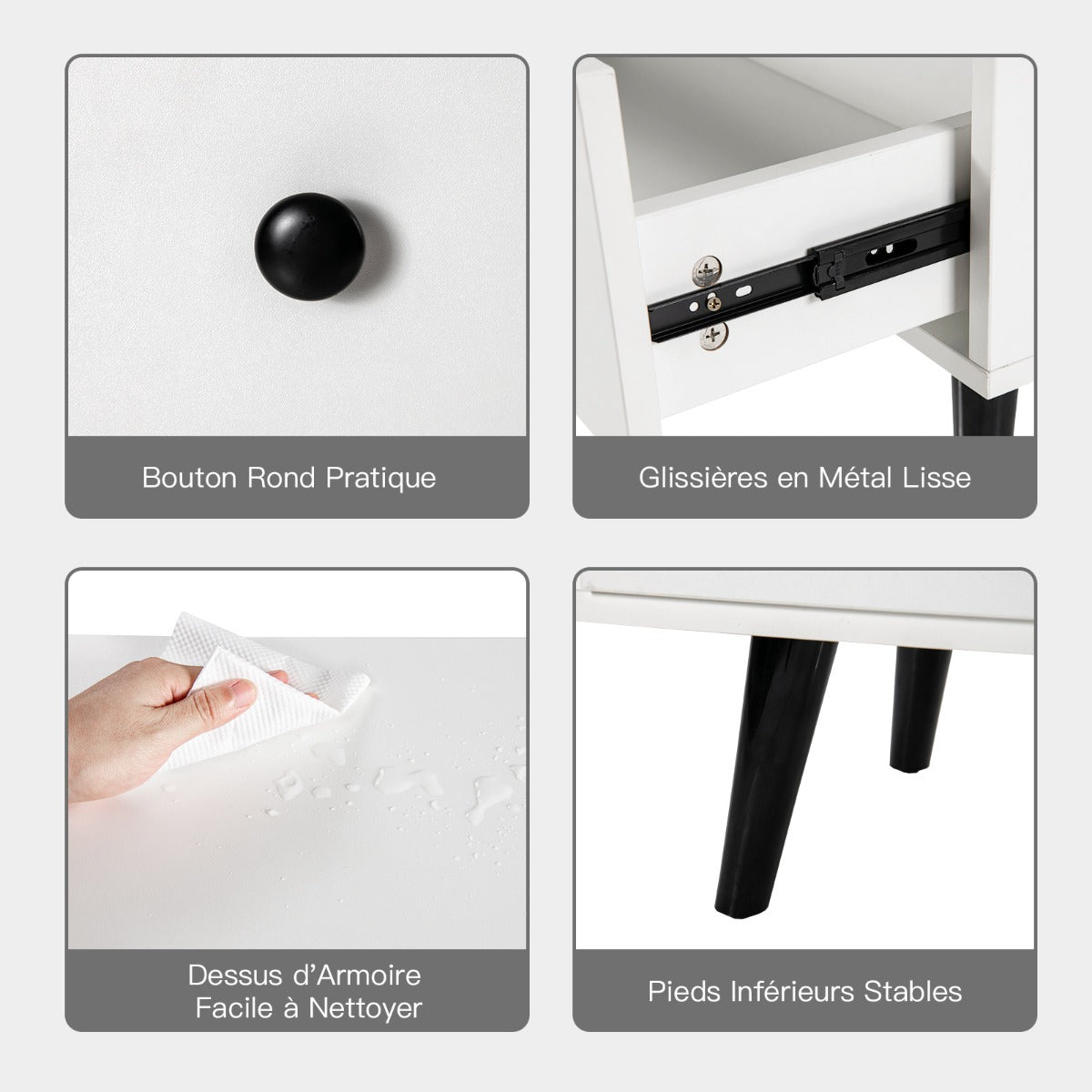 4-Drawer Dresser Modern Storage Chest Cabinet with Handles-White