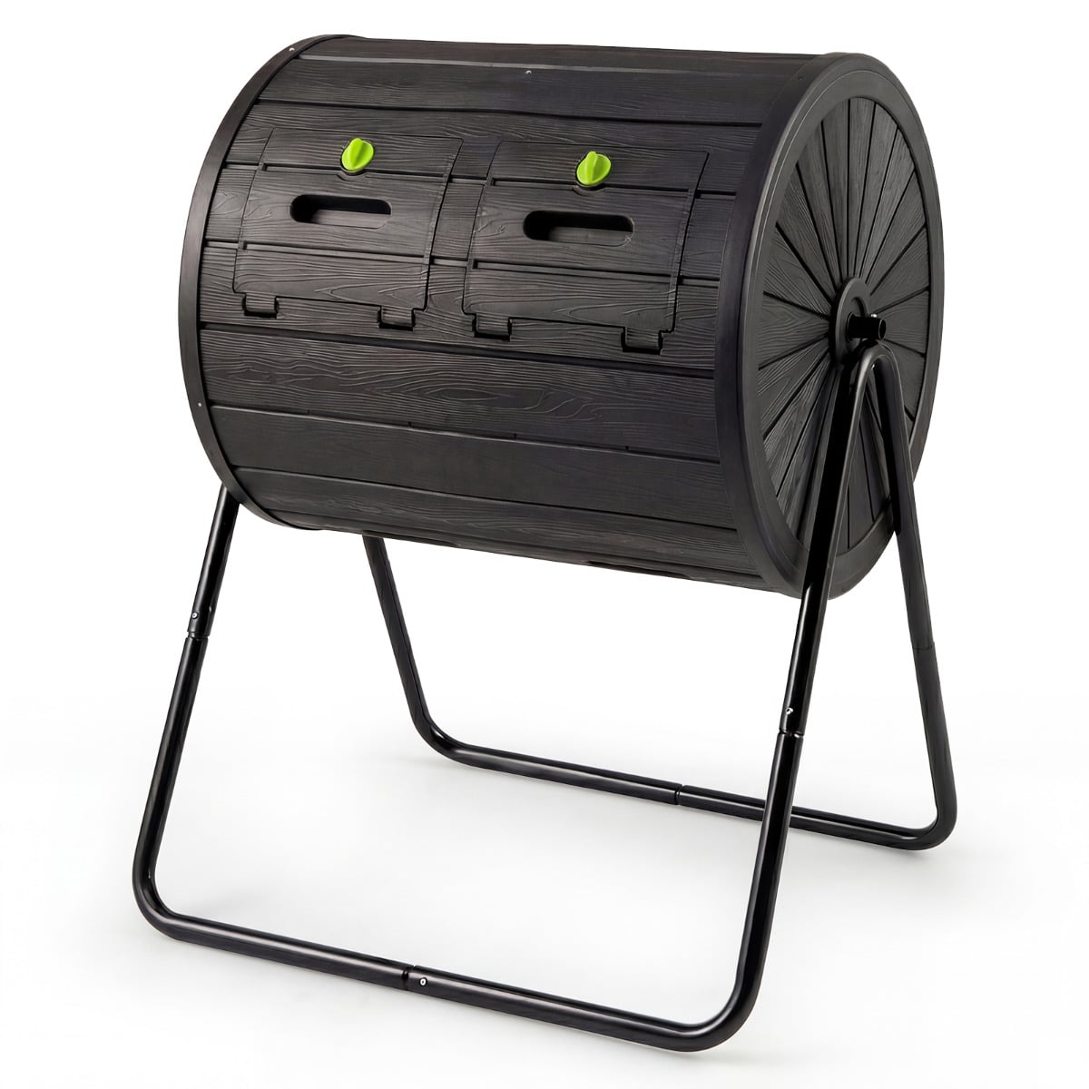 142  Large Outdoor Compost Tumbler with Dual Chambers-Black