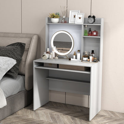 Computer Desk with Magnetic Bulletin Board and Keyboard Tray-Grey