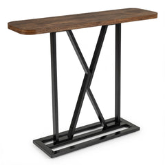 100 cm Rectangular Console Table with Geometric Metal Frame-Rustic Brown