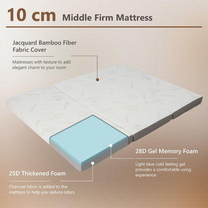Cooling Gel Memory Foam Folding Mattress with Bamboo Cover and Mesh Border Fabric-M