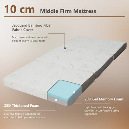 Cooling Gel Memory Foam Folding Mattress with Bamboo Cover and Mesh Border Fabric-S
