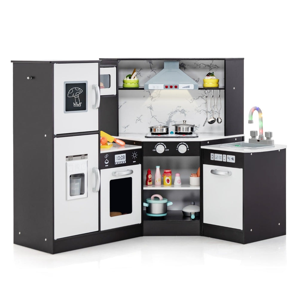 Kids Corner Kitchen Playset with Separated Washing Basin-Coffee