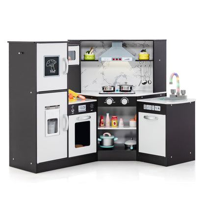 Kids Corner Kitchen Playset with Separated Washing Basin-Coffee