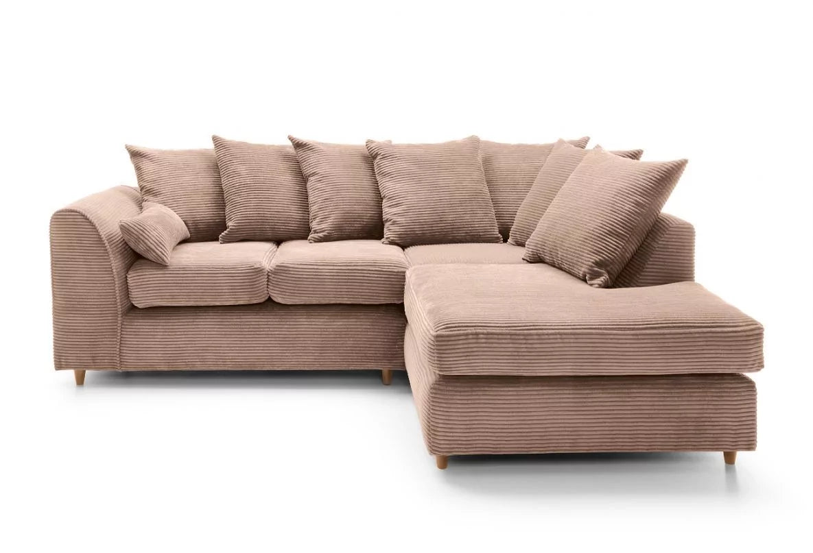 Jasmine Jumbo Cord Corner Sofa - Rigth Arm Brown