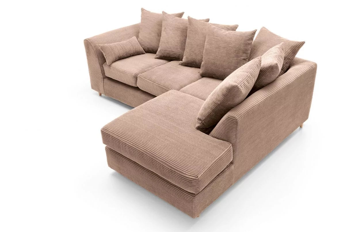 Jasmine Jumbo Cord Corner Sofa - Rigth Arm Brown