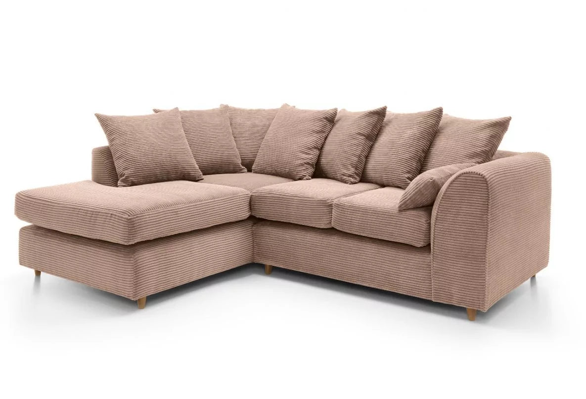Jasmine Jumbo Cord Corner Sofa - Left Arm Brown