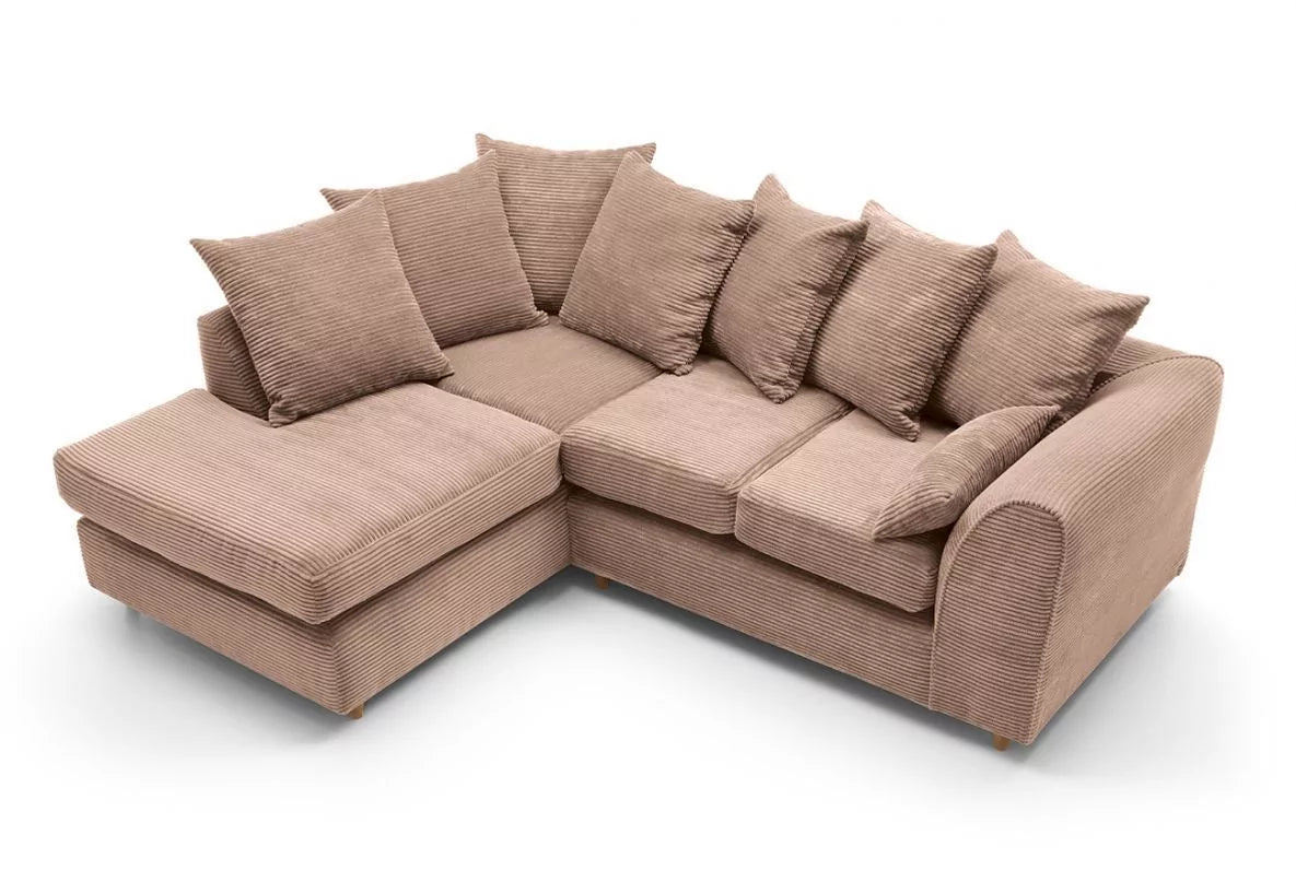 Jasmine Jumbo Cord Corner Sofa - Left Arm Brown