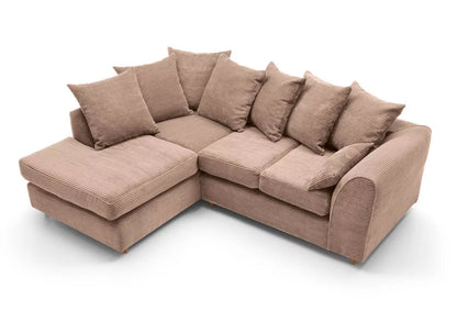 Jasmine Jumbo Cord Corner Sofa - Left Arm Brown