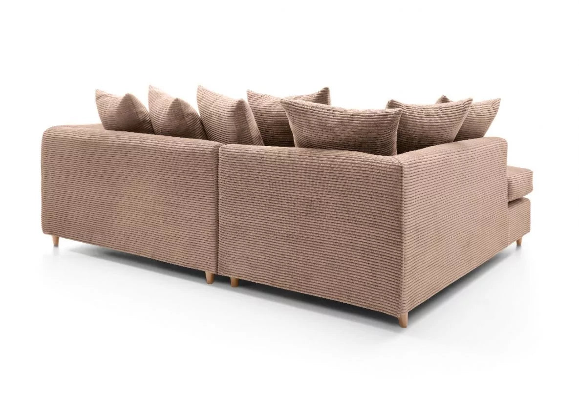 Jasmine Jumbo Cord Corner Sofa - Left Arm Brown