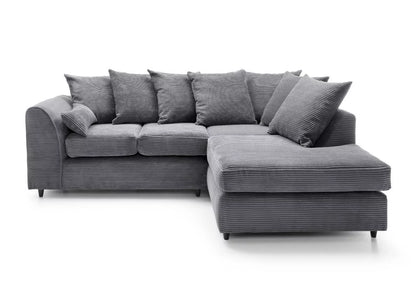 Jasmine Jumbo Cord Corner Sofa - Rigth Arm Grey