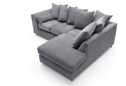 Jasmine Jumbo Cord Corner Sofa - Rigth Arm Grey