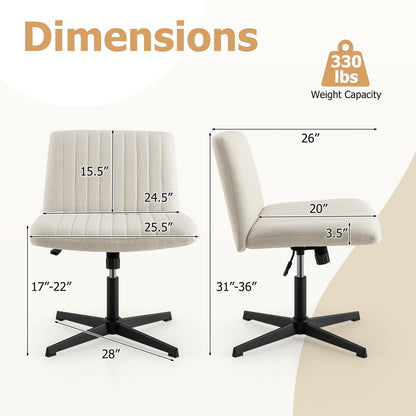 Criss Cross Legged Chair No Wheels 120° Rocking Adjustable Height-Beige