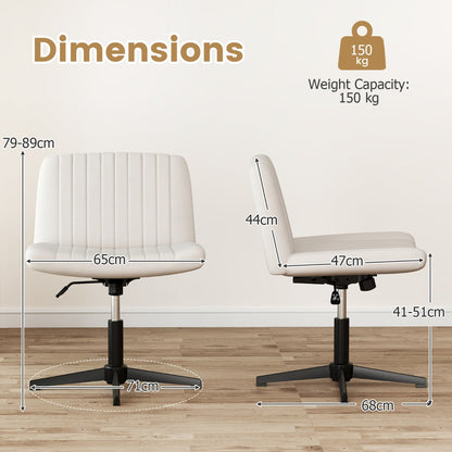 Criss Cross Legged Chair No Wheels with Wide Padded Seat-Beige