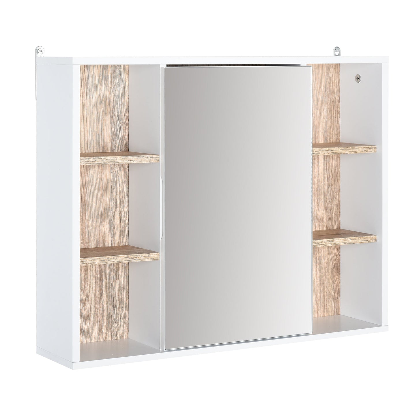 HOMCOM Bathroom Mirror Cabinet, Wall Mounted Storage Cabinet with Open Cupboard and Adjustable Shelf, White