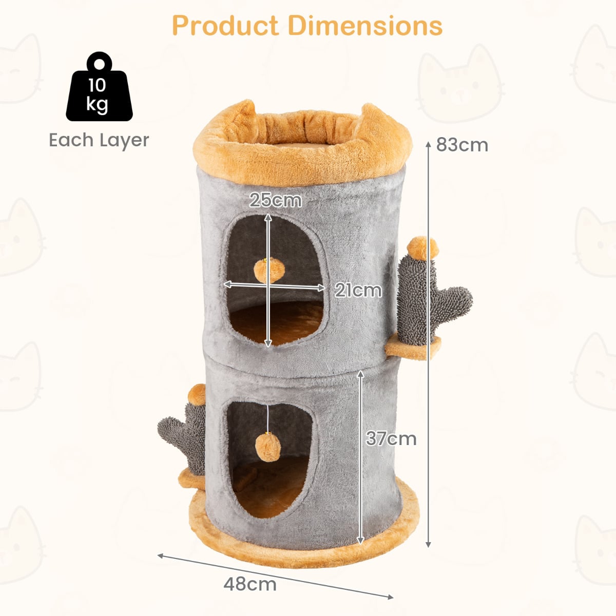 Cute Small Cat Tree Tower with Cozy Condos and Plush Danging Balls