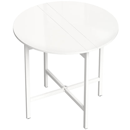 HOMCOM CollapsibleÂ Drop Leaf Table, Folding Dining Table for Small Spaces, Extendable Kitchen Table with Steel Frame, White