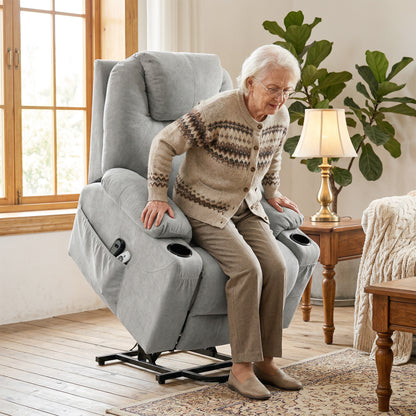 HOMCOM Power Lift Recliner Chair with Pocket Spring, Electric Lift Chair with Wide Backrest, Light Grey