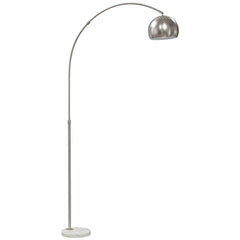HOMCOM Arc Floor Lamp for Living Room, Modern Adjustable Standing Lamp with Faux Black Marble Base Silver Tone