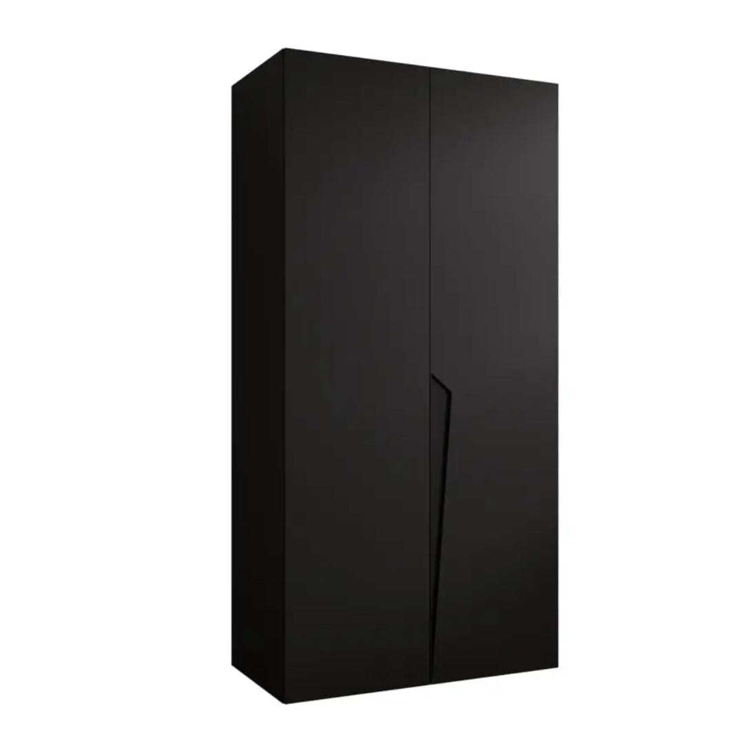 Black wardrobe with a unique design on a white background