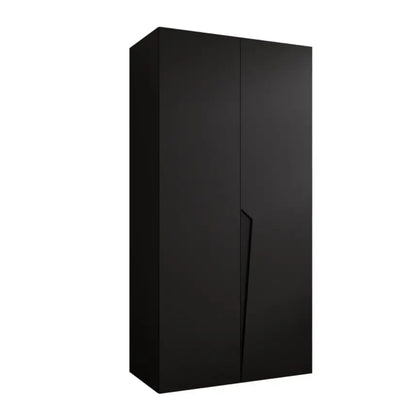Black wardrobe with a unique design on a white background