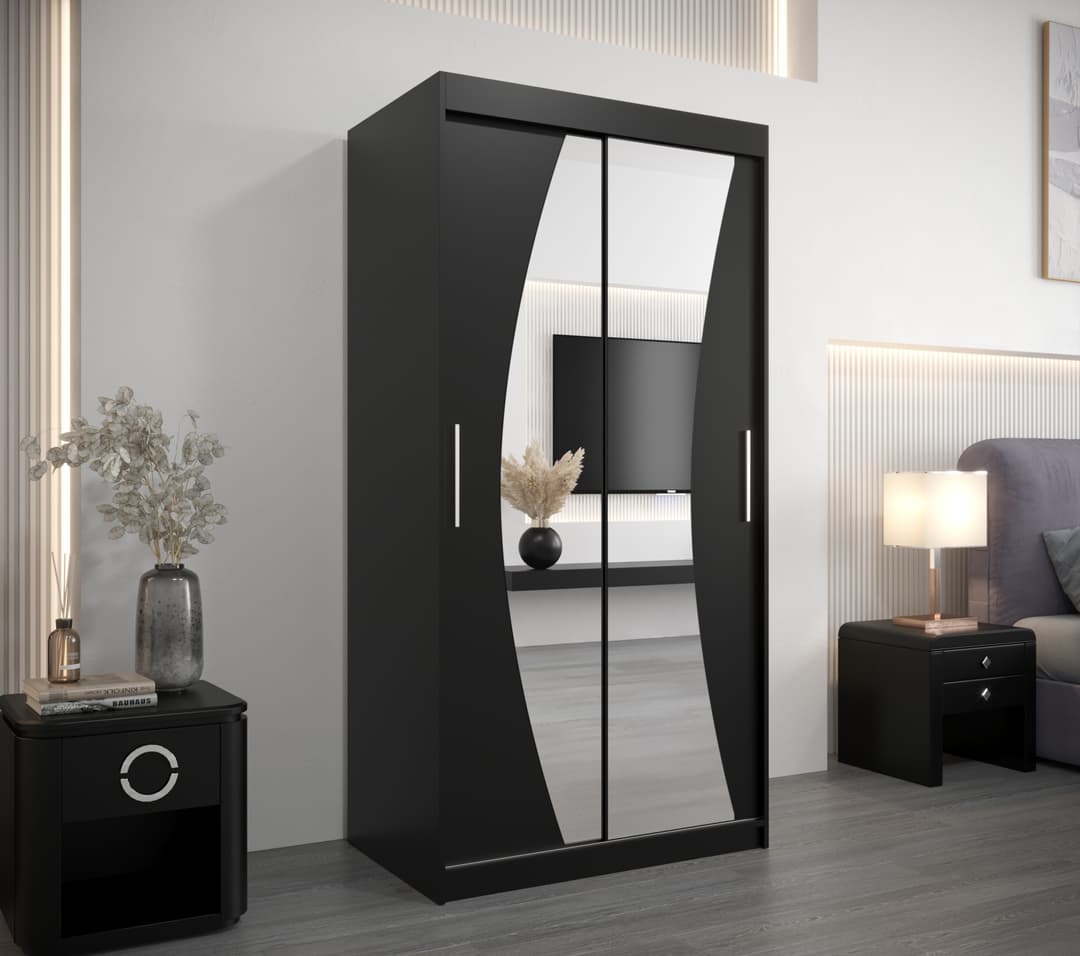 Wave Sliding Door Wardrobe 100cm
