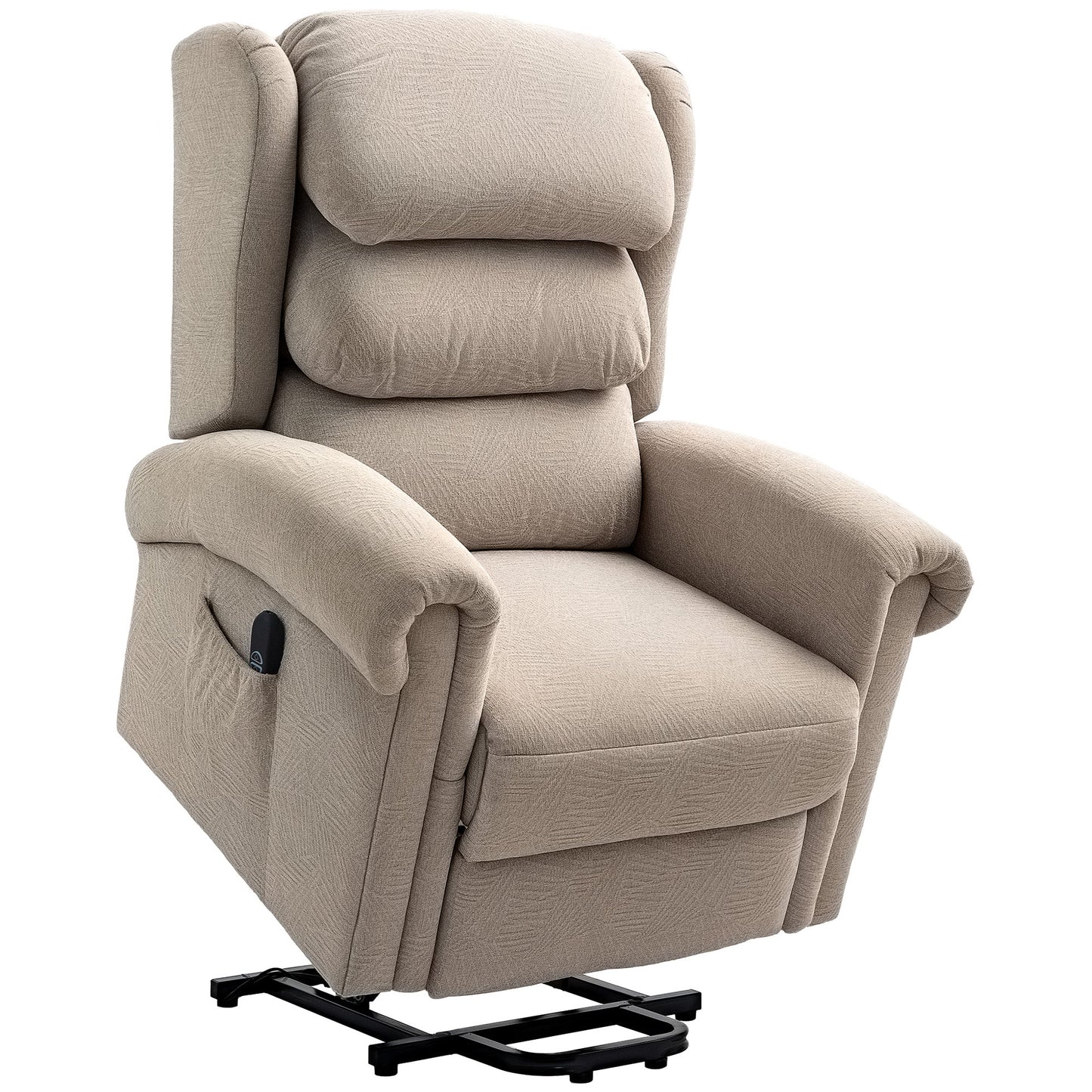 HOMCOM Velvet-Feel Electric Riser Recliner Chair - Khaki