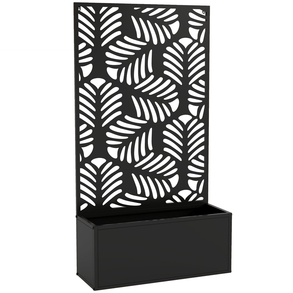 Outsunny Metal Garden Bed for Garden with Trellis, Wall Mounted or Freestanding Raised Planter with Privacy Screen