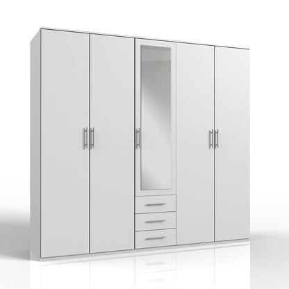 BANHA 5 Door Wardrobe White 225cm