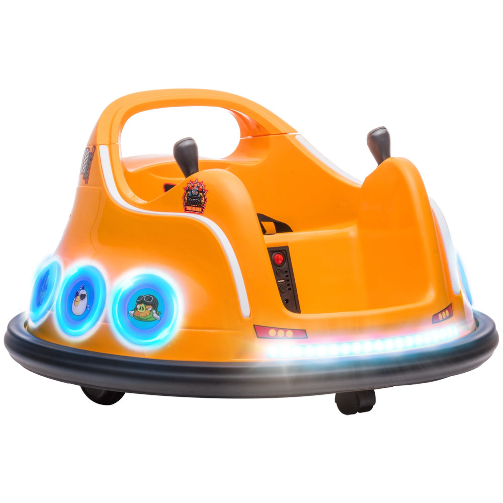AIYAPLAY Angry Bird Licensed Waltzer Car, 12V Kids Bumper Car w/ Joysticks, Remote, Music LED Lights, Orange